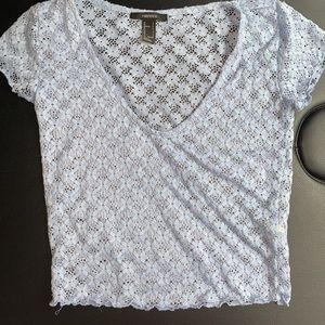 Cropped floral blue top